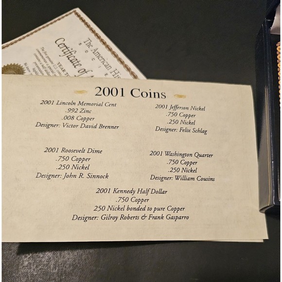 American Historic Society A Year To Remember 2001 Coins Certificates Etc - Picture 8 of 11